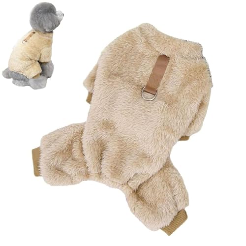 Fleece Pet Elastischer Overall mit Zugring, Hundepullover, Hundepyjamas, warme Hundepullover für kleine große Hunde und Katzen (XL,Braun) von AAPIKA