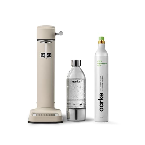 Aarke Carbonator 3, Premium Wassersprudler, Sand Finish + Aarke 60L CO2-Zylinder, 100% erneuerbares CO2 von aarke