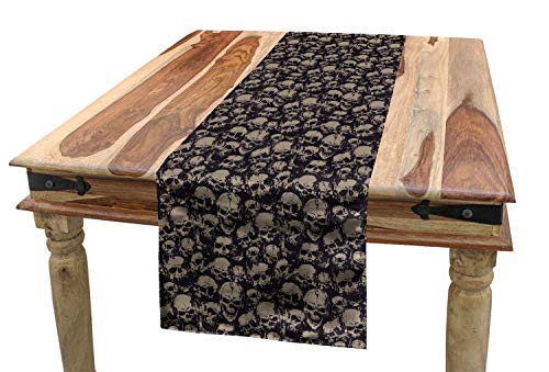 ABAKUHAUS Skull Tischläufer, Grunge Scary Übel, Esszimmer Küche Rechteckiger Dekorativer Tischläufer, 40 x 180 cm, Tan von ABAKUHAUS