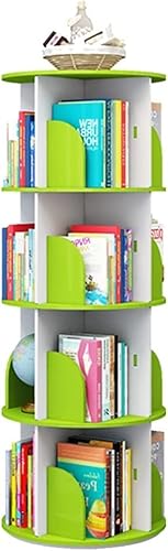 3/4/5-stufiges, um 360 Grad drehbares weißes Bücherregal, freistehendes, stapelbares Bücherregal, Kinderbücherregal für Wohnzimmer, Arbeitszimmer und Büro (Farbe: Pink-A, Größe: 40 * 97 cm) (Grün a) von ABBNIA
