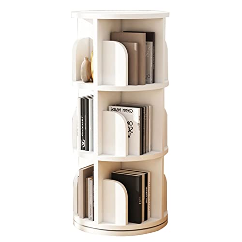 ABBNIA Bücherregale, drehbares Bücherregal, 360° Massivholzregal, Bilderbuchregale, Wohnzimmer, mehrschichtiger Organizer, Weiß (46 x 131 cm) () von ABBNIA