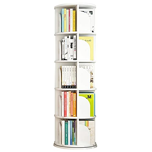 ABBNIA Bücherregale, um 360° drehbares Bücherregal, Bilderbuchständer für Kinder, höhenverstellbares Bücherregal, wecken das Interesse der Kinder am Lesen (weiß 50,5 x 159 cm) (weiß 50,5 x 159 cm) von ABBNIA