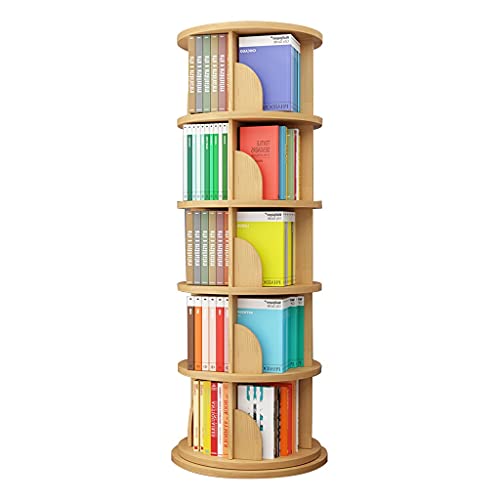 ABBNIA Bücherregale für Kinder, um 360° drehbares Boden-Bücherregal, runder Bürotisch, das Interesse der Kinder am Lesen fördern (Holz 5 Schichten (50 * 160 cm)) (Holz 5 Schichten (50 * 160 cm)) von ABBNIA