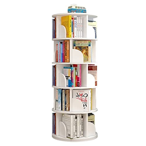 ABBNIA Rotierendes Kinder-Bücherregal, einfacher Kinder-Bilderbuchständer für Bücher, Zeitschriften, CDs (Farbe: Weiß, Größe: 4 Schichten (46 x 120 cm)) (weiß, 5 Schichten (46 x 161 cm)) von ABBNIA