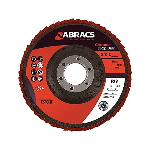 ABRACS ABFC115B080 Keramische Fächerscheibe - 115 mm x 22 mm x 80 g - für Edelstahl, Blech und Baustahl von ABRACS