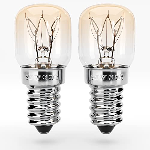 greate. Backofenlampe E14 15W - 2er Pack Ofenlampe bis 300 Grad hitzebeständig für Backofen, Grillöfen, Salzlampe, Mikrowelle - Glühbirne Backofen mit T22 Kapsel, 75 Lumen & 2700K - Ofen Lampe von greate.