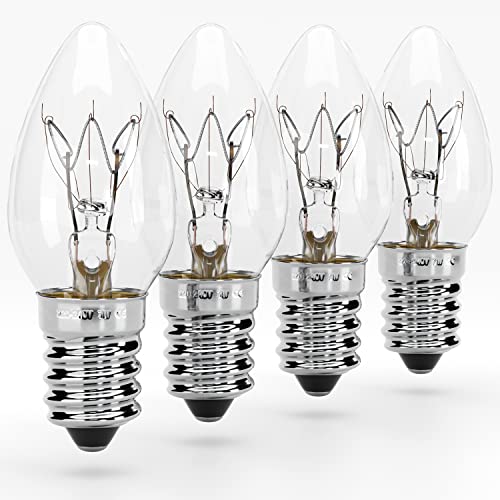 greate. 4x E14 7W Glühbirne - Ersatz Glühbirne für Salzlampe, Salzkristalllampe, Orientierungslicht, Nähmaschine, Vitrine - E 14 Glühbirne Kerze mit 40 Lumen - Kerzenlampen Leuchtmittel Lightbulb von greate.