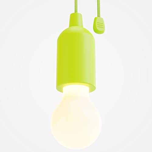 greate. LED Lampe batteriebetrieben grün - Pull Light 1W mit Zugschalter inkl Batterien - kabellose LED Leuchte warmweiß - mobiles Licht ideal für Garten Zelt Camping Kleiderschrank Party Dekoration von greate.