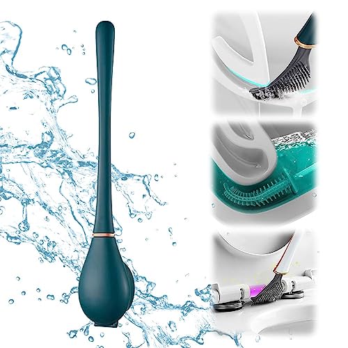 Flexible Toilettenbürste aus Silikon, 2023 Neu Silikon Klobürste mit flachem und biegsamem Kopf, Toilettenbürste silikon für Badezimmer mit Schnell Trocknendem, die Wandmontage ohne Bohren von ACAREY