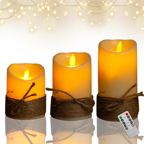 Led Kerzen mit Timerfunktion, Weihnachtsdeko LED Teelichter mit Timer, Elektrische Teelichter Weihnachtskerzen LED Stumpenkerzen LED Deko für Weihnachten, Hochzeit, Party (3 Stück) von ACAREY