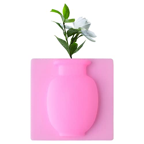 Silikon Vase Magische Blume Vasen Silikon Blumentopf Kühlschrank Sticky Vase Abnehmbare und Wiederverwendbare Blumentopf für Fenster Schrank, Büros, Keine Nägel (Rosa) von ACAREY
