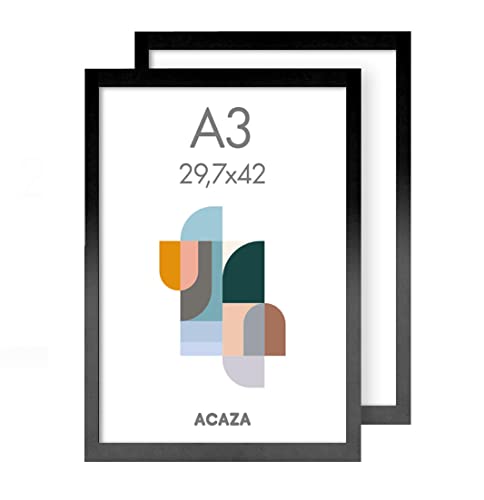 ACAZA 2er-Set Madison Fotorahmen - A3-Format - MDF-Holzrahmen - Schwarz von ACAZA