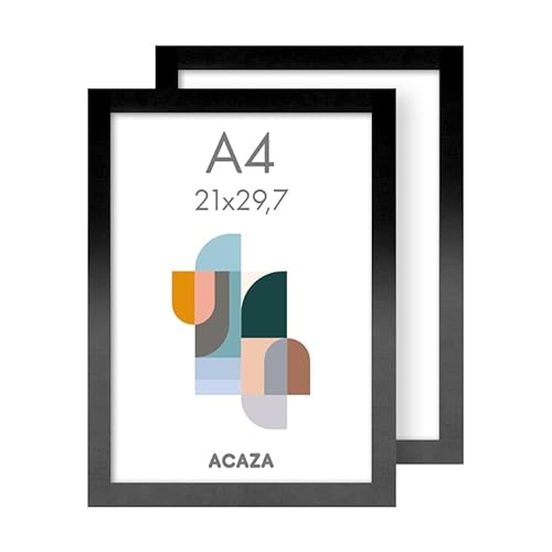 ACAZA 2er-Set Madison Fotorahmen - A4-Format - MDF-Holzrahmen - Schwarz von ACAZA