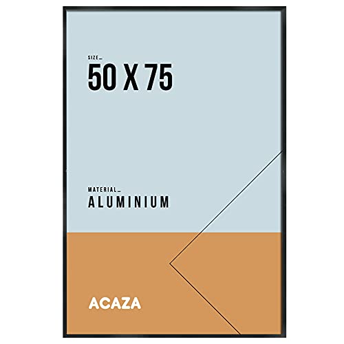 ACAZA Massiver Aluminium-Bilderrahmen, Fotorahmen in der Größe 50 cm x 75 cm, PS Glas, schwarzer Rand von ACAZA