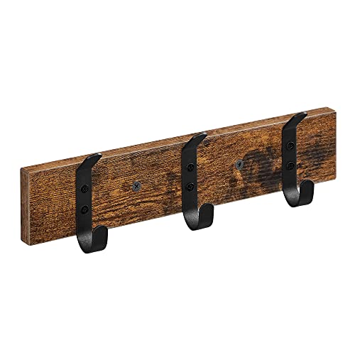 ACAZA Wandgarderobe mit 3 Haken - Kompakter Holz-Wandgarderobe - Industrieller Stil - Vintage Braun und Schwarz von ACAZA