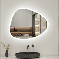 unregelmäßiger LED Spiegel Badspiegel Beleuchtung Flurspiegel Wandspiegel Badezimmerspieg Touch + Beleuchtung 3 Farben Dimmbar Memory Funktion 80x55cm von ACEZANBLE