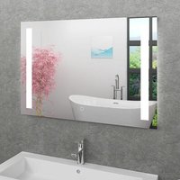 Badspiegel, Badezimmer Spiegel, Leuchtspiegel mit Spiegelheizung 100x70cm LSP09 mit Spiegelheizung - Silber von ACQUAVAPORE