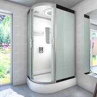 Dusche Duschkabine D60-70M2L-EC Duschtempel Sauna 120x80 cm - Weiß von ACQUAVAPORE
