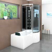 Kombination Badewanne Dusche K50-L33 Duschtempel 170x100 cm - Schwarz von ACQUAVAPORE