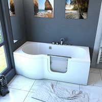 Seniorenwanne mit Tür Whirlpool S12-AIR-R Badewanne 85x170cm - Weiß von ACQUAVAPORE