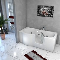 Seniorenwanne mit Tür Whirlpool S12-TH-WP-R Badewanne 85x170cm - Weiß von ACQUAVAPORE