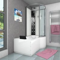 Kombination Badewanne Dusche K50-L00-EC Duschtempel 170x100 cm - Weiß von ACQUAVAPORE