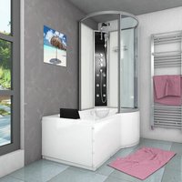 Kombination Badewanne Dusche K50-L02-EC Duschtempel 170x100 cm - Weiß von ACQUAVAPORE