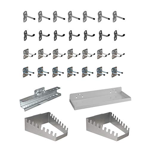 ADB Lochblech HAKENSATZ LOCHWANDHAKEN Sortiment 32tlg 10x10 mm Lochblechhaken Haken Metallhaken Lochplatten Hakenset von ADB Betriebseinrichtungen GmbH