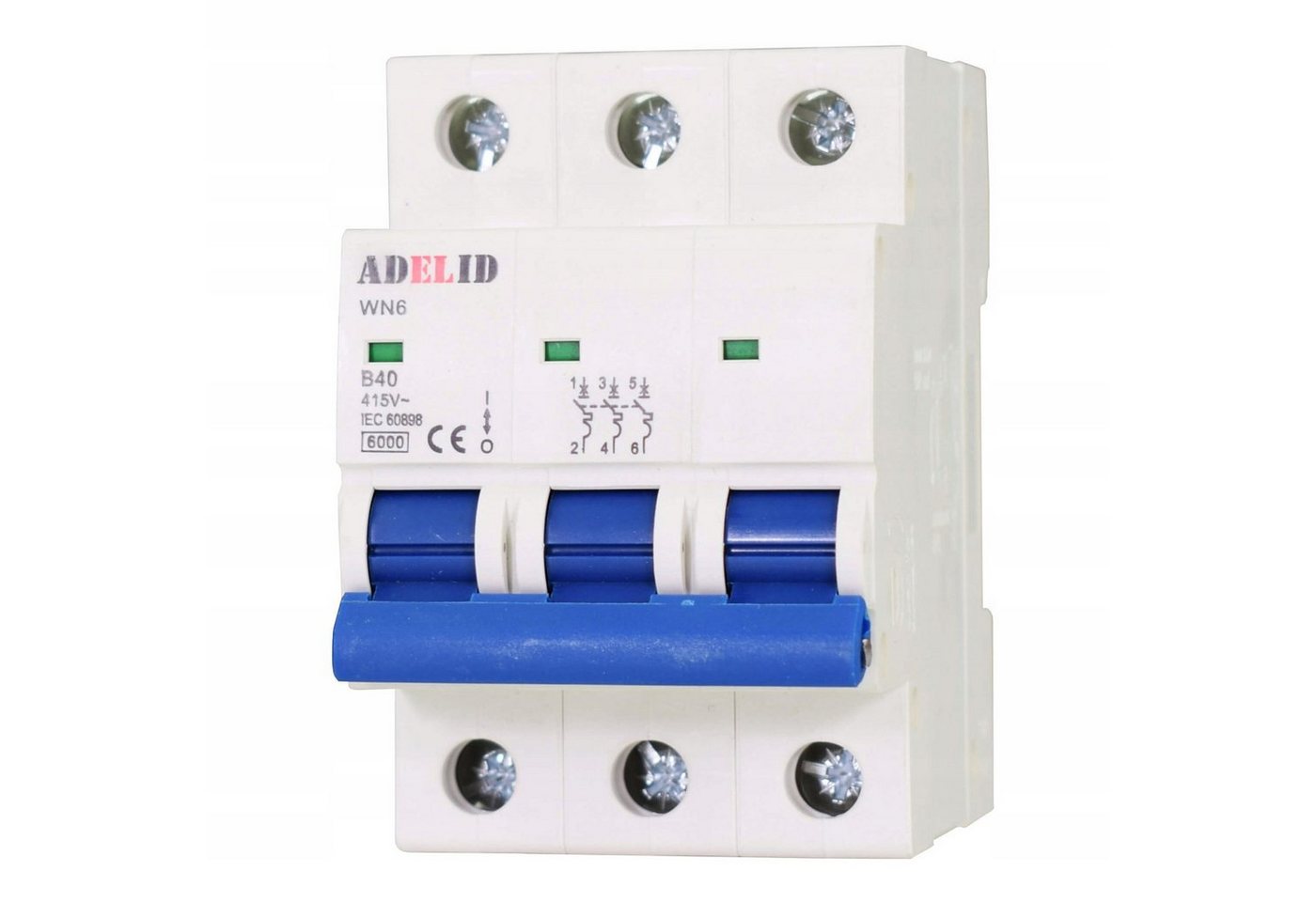 ADELID Schalter, LS-Schalter Leitungsschutzschalter Sicherungsautomat 3-polig B 16A 230/400V AC von ADELID