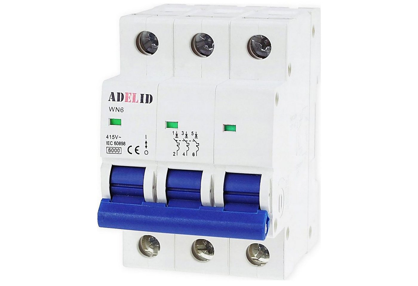 ADELID Schalter, LS-Schalter Leitungsschutzschalter Sicherungsautomat 3-polig C 20A 230/400V AC von ADELID
