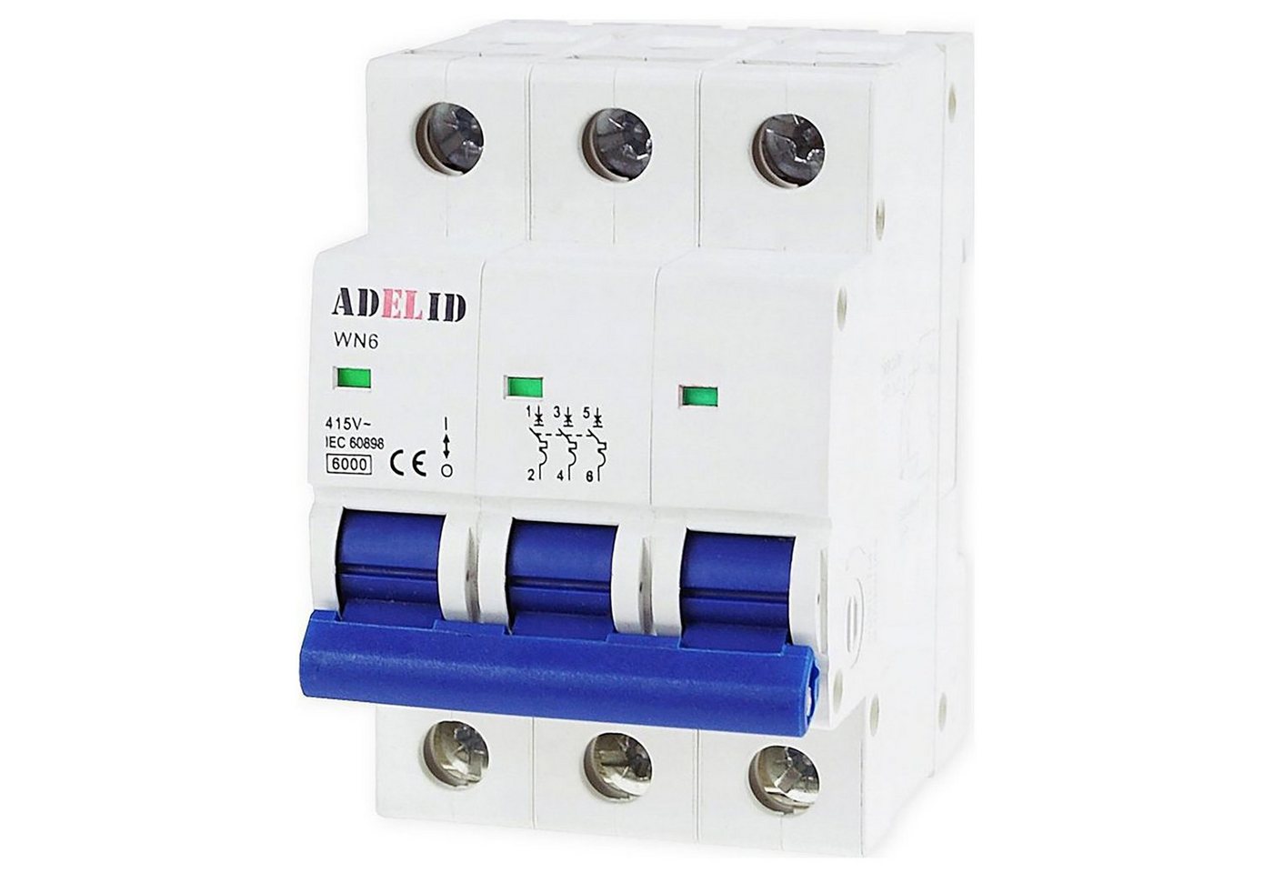 ADELID Schalter, LS-Schalter Leitungsschutzschalter Sicherungsautomat 3-polig C 63A 230/400V AC von ADELID