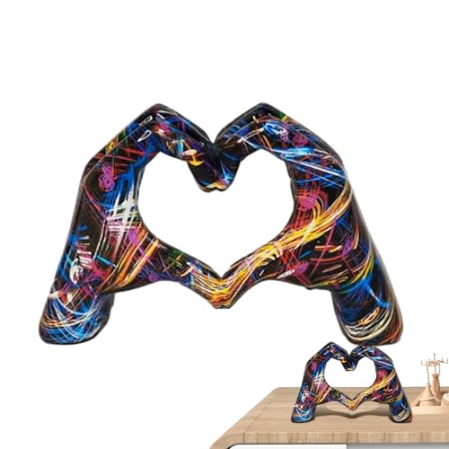 ADERN Buntes Liebesgesten-Ornament | Hände lieben Skulptur | Liebesornamente | Kreative Herzgeste-Figur | Liebesfingerstatue | Liebesgesten-Pop-Art-Figuren für Tischregal-Dekoration von ADERN