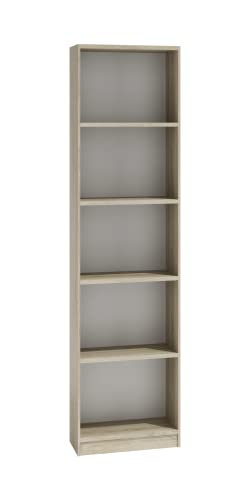 ADGO Schmales Bücherregal Sonoma Eiche mit Trennwänden, 40 x 30 x 182 cm, Bücherregal hoch, offenes Standregal, Regal Schmal Hoch, Büroregal, Ordnerregal, Büromöbel, Wandregal, Bookcase, Regal von ADGO