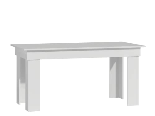 ADGO Madras Esstisch 160x80x75 cm, Tisch, Rechteckiger Tisch mit 4 Beinen für die Familie, Esszimmertisch, Familientisch, Küchentisch für 4 Personen, Kaffeetisch, Wohnzimmer, Esszimmer, Küche (Weiß) von ADGO