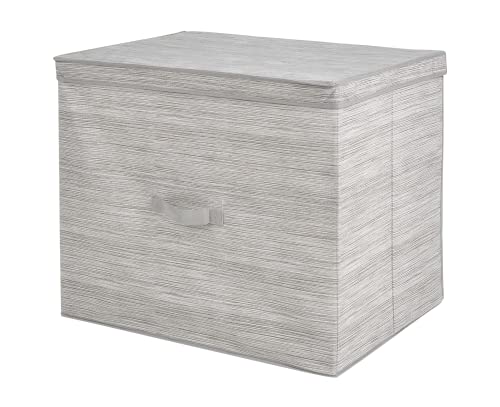 ADGO Miami Faltbox, Box mit Griff, Garderobenbox, Stoffbox, Softbox, Aufbewahrungsbox und Organisationsbox, Kleiderbox, Kleiderschrankbox, Material Vliesstoff, Beige (60x40x50 cm, Mit Deckel) von ADGO