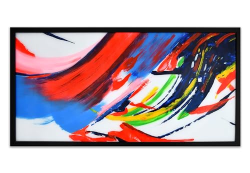 ADM - 'Abstrakt' - Gemälde abstrakt, handbemalt auf Acryl Panel und montiert auf einem schwarzen Polyurethanrahmen - Mehrfarbig - H64 cm von ADM