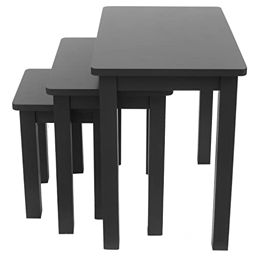 AERATI Side Table, Set of 3 Side Tables Wood Coffee Table for Living Room, Sturdy Table Lacquer Paint Finished Black von AERATI