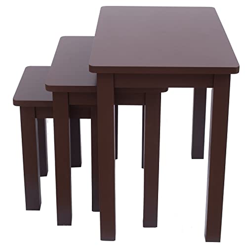 AERATI Side Table, Set of 3 Side Tables Wood Coffee Table for Living Room, Sturdy Table Lacquer Paint Finished Espresso von AERATI