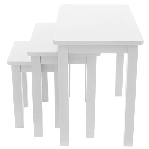 AERATI Side Table, Set of 3 Side Tables Wood Coffee Table for Living Room, Sturdy Table Lacquer Paint Finished White von AERATI