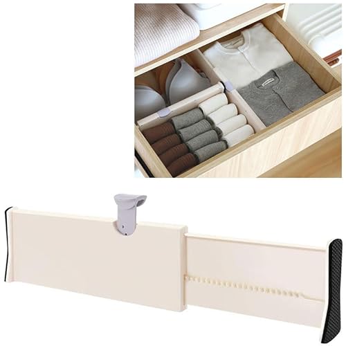 AFLOS Schubladentrenner Verstellbar, Schubladenteiler Organizers Kunststoff Schubladen Organisers Separatoren für Kommode, Badezimmer, Schlafzimmer Schrank, Büro 27.5-44 cm, 10cm Hoch von AFLOS