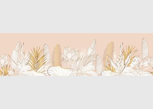 Goldblumen Selbstklebende Bordüre, Küche, Wohnzimmer, Wand Sticker, Mehrfarbig, von AG Design | 500 x 13,8 cm | AWB 8290 von AG Design