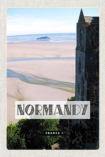 AGDeko® Blechschild 18x12 cm Normandie France Meer Sand Poster zum Aufhängen oder Stellen Raum Dekoration von AGDeko André Günther Dekoration & Style