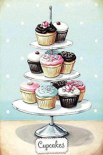 AGDeko® Blechschild 18x12 cm Süßigkeiten Cupcakes kleine Kuchen zum Aufhängen oder Stellen Raum Dekoration von AGDeko André Günther Dekoration & Style