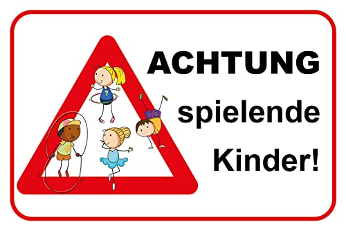 AGDeko® Blechschild 30x40cm Achtung Spielende Kinder Hinweis von AGDeko André Günther Dekoration & Style