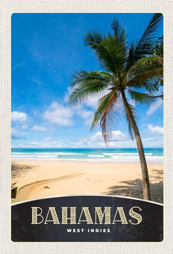 AGDeko® Blechschild Bahamas West Indien Strand Palme Reisen Urlaub Touristik Größe 30x20 cm von AGDeko André Günther Dekoration & Style
