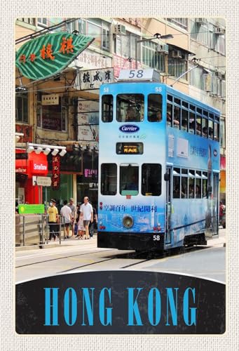 AGDeko® Blechschild Hong Kong Straßenbahn Stadt City Asien Reisen Urlaub Touristik Größe 30x20 cm von AGDeko André Günther Dekoration & Style