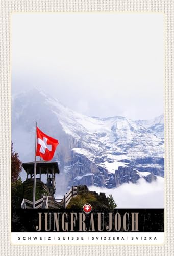 AGDeko® Blechschild Jungfraujoch Schweiz Wintertraum Natur Reisen Urlaub Touristik Größe 30x20 cm von AGDeko André Günther Dekoration & Style