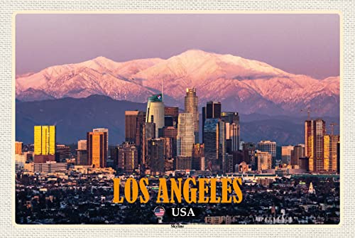 AGDeko® Blechschild Los Angeles Skyline Berge Wolkenkratzer Größe 30x20 cm von AGDeko André Günther Dekoration & Style