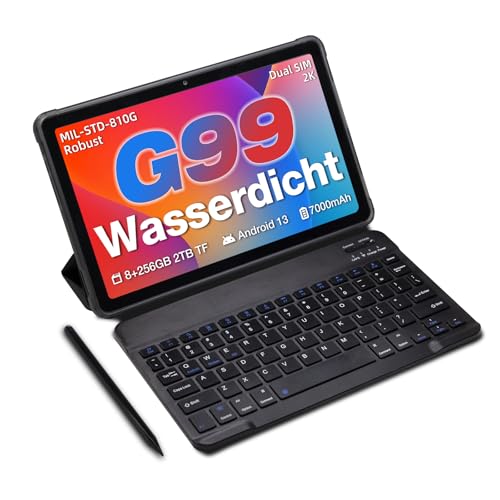 AGM Android 13 Tablet 10+ Zoll mit Schutzhülle, 8+256GB(TF 2TB), Helio G99 Octa-Core 2.2GHz, 2K FHD Display, Dual Box Lautsprecher, 7000 mAh Akku, Dual SIM 4G/5G WiFi/GPS/IP68/69K von AGM