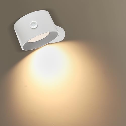 AGOTD LED Wandleuchte Innen mit Akku, Wandlampe Touch Control 3 Helligkeitsstufen, 360° drehbare Wandlicht, für Wohnzimmer Schlafzimmer TreppenhausFlur kabellose wandleuchten von AGOTD
